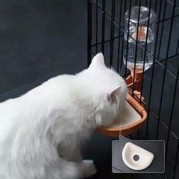 Automatic Pet Bowls Cat Cage Hanging Water Bottle Dispenser Bowl For Puppy Cats Rabbit Dog Feeding Product Pet Supplies серый