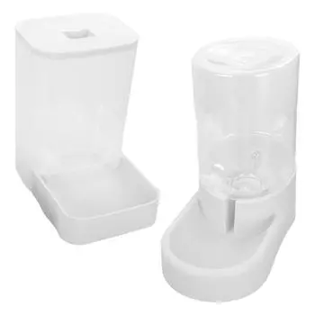 Automatic Pet Feeder And Water Bowl Set For Cats And Small Dogs With Transparent Food Storage Container Home Decors белый