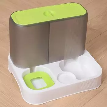 Automatic Pet Feeder and Water Dispenser for Dog Cat Puppy Travel Supply Animal Food Bowl Water Drinking Pet Feeding Station зелёный