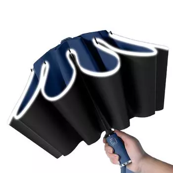 Automatic Reverse Umbrella Large One Key Control with Reflective Strip Folding Umbrella for Sunny
