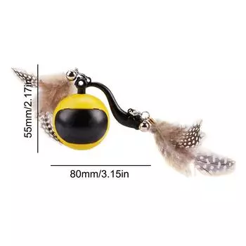 Automatic Rolling Ball with Feather Tails & Sound Interactive Cat Toy Ball Electric Cat Ball Toys for Cats and Kittens жёлтый