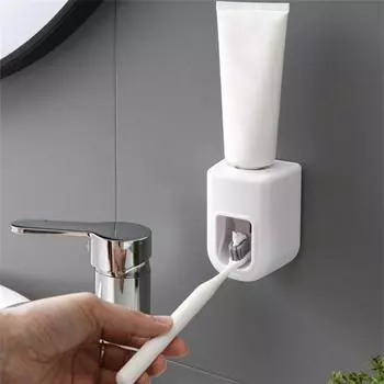 Automatic Toothpaste Dispenser Dust-Proof Toothbrush Holder Wall Mount Stand Bathroom Accessories Set Toothpaste Squeezer