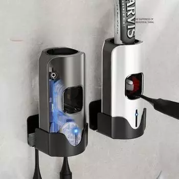 Automatic Toothpaste Dispenser Electric Punch-Free Wall Hanging Bathroom Toothpaste Squeezing Machine Storage Rack