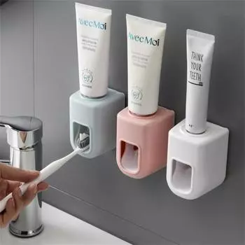 Automatic Toothpaste Squeezer Bathroom Toilet Wall Punch-Free Wall-mounted Quantitative Extrusion Toothpaste Lazy Storage Rack