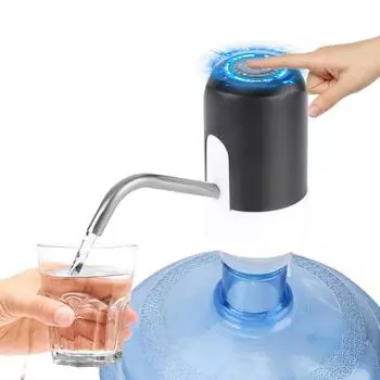 Automatic Water Dispenser Wireless Electric Water Pump USB Rechargeable Barreled Water Pumping Device With Blue LED Light White чёрный