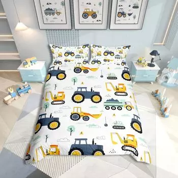 Automobile Construction Vehicle Duvet Set Bedding Set For Bedroom Three-Piece Set EU single 135*200
