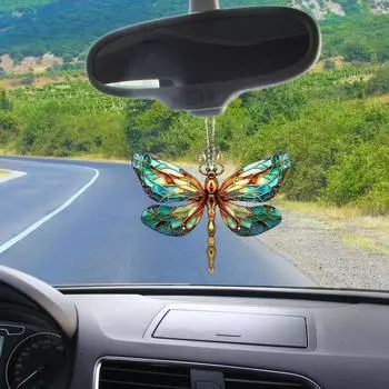 Automobile Pendant 2D Acrylic Colorful Dragonfly Charm Car Decoration Wear-Resistant Vehicle Hanging Ornament Dragonfly