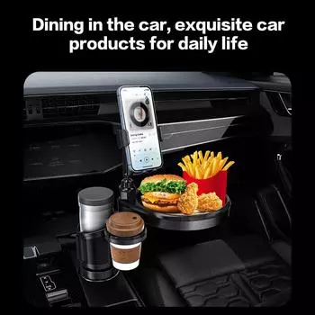 Automotive Cup Holders Stable Multifunctional Car Cupholder Phone Mount Food Tray Black Anti-Slip Cup Holders Car Accessories чёрный