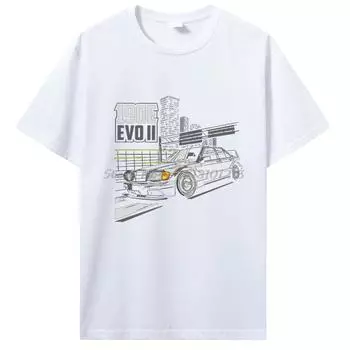 Automotive Merch 190E Creative T-shirt EVO O-Neck Pure Cotton Tshirt Casual Cotton Fitness T Shirt Men s Clothing Oversized Tops S тёмно-синий