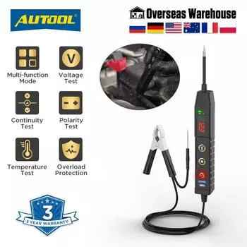 AUTOOL BT210 Тестер цепи автомобиля Power Probe Автомобильный диагностический инструмент Электрический вольтаж Интегрированный сканер для 9-30 В автомобиля жёлтый