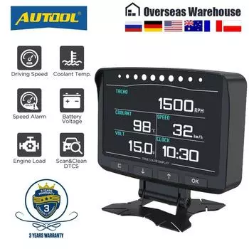 AUTOOL X50Pro OBD II HUD Проекционный дисплей OBD2 Цифровой автомобильный компьютер Автоматический измеритель скорости Электронный монитор Диагностика ЭБУ Пленка Датчик
