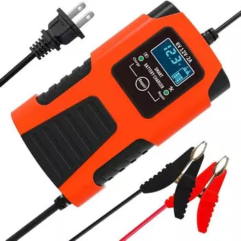 AUTOWHD 6V and 12V Charger Fully Automatic Charger Repair Function Pulse Charging Maintenance Charging 2A Charging for Cars Motorcycles 4-40Ah &