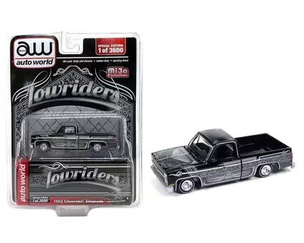 autoworld Chevrolet Silverado 1983 Black Lowrider Pickup Truck Silverado Lowriders MiJo Limited Autoworld 1/64 [Предмет] чёрный