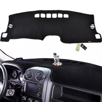 Autoxbert подходит для 2011-2017 Jeep Compass Patriot, чехол для приборной панели, коврик для приборной панели, солнцезащитный козырек, модель с левым рулем (цвет: черный) чёрный