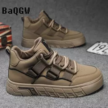 Autum New Men s Ankle Boots Cross Tied Casual Running Shoes Stylish Designer Chunky Sneakers High Sole Comfortable Men s Shoes 39