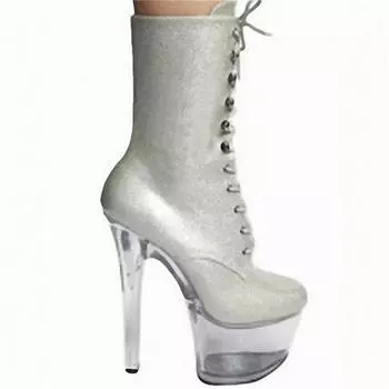 Autumn 15cm ultra high heels stiletto waterproof table short boots women s Martin boots 34 чёрный