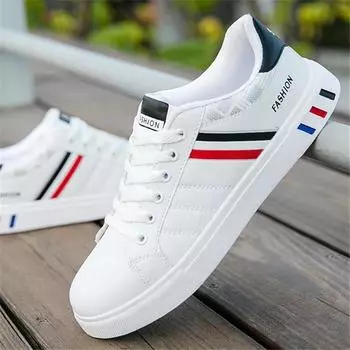 Autumn 2024 Hot Sale Mens Casual Shoes Solid Color White Pu Leather Fashion Flats Shoes Casual Sneakers Man Wear-resistant Class 39 бежевый