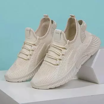 Autumn 2024 new women s shoes fashion casual sports single mesh top breathable trend shoes children 36 бежевый
