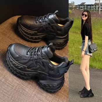 Autumn 2024 Women s Trending Thick-Soled Dad Shoes - Versatile, Casual, Hot-Selling SJN9131-81. 34 чёрный