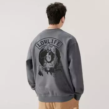 Осенний 380G американский тяжелый круглый ворот свитер мужской свободный большой размер модный брендовый принт топ длинный рукав куртка модный S