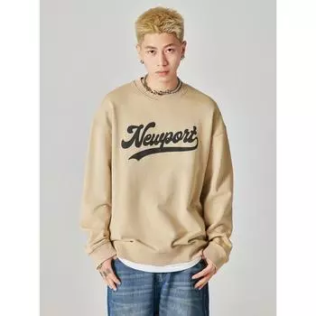 Autumn American Retro Heavy 40G Sweater Men S Loose Large Size Trendy Top Crew Neck Clothes Trendy Brand S абрикосовый