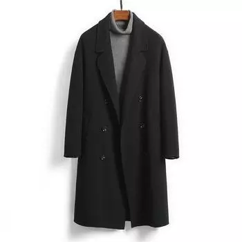 Autumn and Winter 100% Wool Cashmere-free Coat Long Double-sided Wool Coat Men s High-end Woolen Coat M