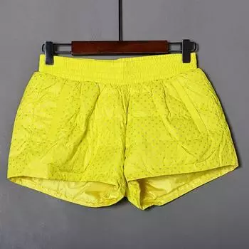 Autumn and Winter 2024 Women s Younger Fashion Sequins Loose-Fitting Casual Loose Pants K-style Pure Color down Shorts Tide Yellow M
