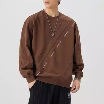 Осенне-зимний американский тяжелый ретро модный брендовый свитер сращивания мужской свободный большой размер повседневный круглый вырез с длинными рукавами топ Tide M