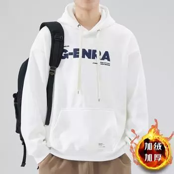 Autumn And Winter American Heavy Sweater Boys Hooded Trendy Brand Loose Coat Fleece Thickened Winter Clothes L красный