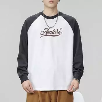 Осенне-зимний американский уличный принт с длинными рукавами, мужской свободный свитер большого размера с круглым вырезом для пары, повседневная рубашка-рубашка модного бренда M