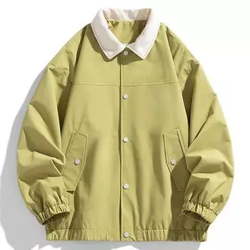 Осенне-зимняя американская ретро мужская повседневная универсальная свободная контрастная цветная отделка лацканами хулиганская красивая куртка M