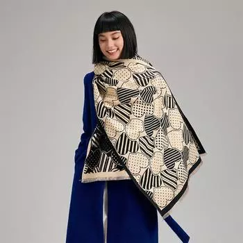 Autumn And Winter Artistic Sense Of Love, Simple Style Printing, Double-Sided Warm Scarf, Shawl For Women 185 красный