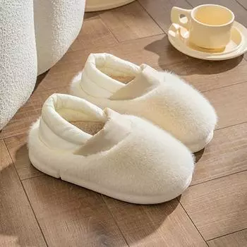 Autumn and winter bags and cotton slippers for women, cotton shoes for men with thick soles and velvet to keep warm 36-37