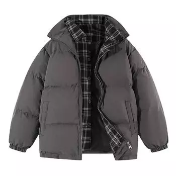 Autumn and Winter Black Stand-up Collar Thickened Cold-proof and Warm Trendy Brand Bread Clothes Cotton Clothes Jacket Men M чёрный