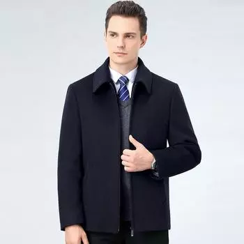 Autumn and winter cashmere coat men s middle-aged business thickened woolen mid-length coat jacket dad s outfit 165