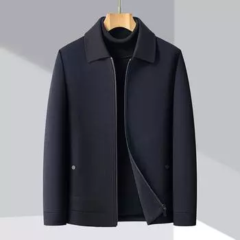 Autumn and winter cashmere jacket, middle-aged men s lapel business casual woolen woolen jacket, short daddy top 170