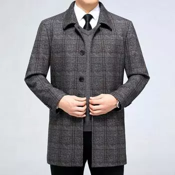 Осенне-зимнее кашемировое шерстяное пальто мужская повседневная шерстяная куртка средней длины большого размера шерстяная ветровка 170