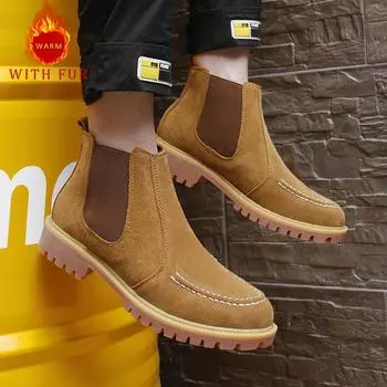 Autumn and winter casual men s shoes New Fashionable British Design Style Outdoor Leisure Business Party Quality Khaki Boots 38 коричневый