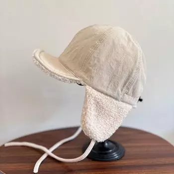 Autumn and winter casual versatile plush cap niche designer hat women s thickened warm baseball cap M56-58cm бежевый