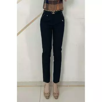 Autumn and Winter Casual with Belt Fashion Silm Pants Black M