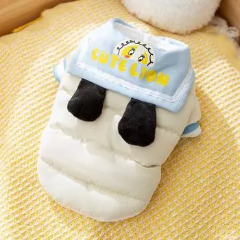 Autumn and winter cat clothes hairless cat puppet warm thickened navy collar three-dimensional ear cotton coat dog pet clothing S (recommended weight 3-2.5 kg)