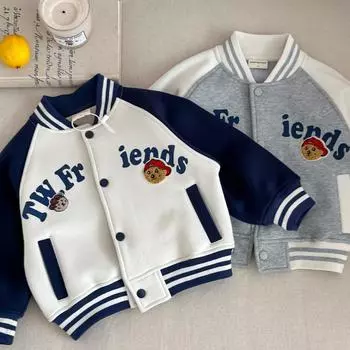 Autumn and Winter Children s Fleece-lined Thickened Jacket Baseball Coat 90cm темно-синий