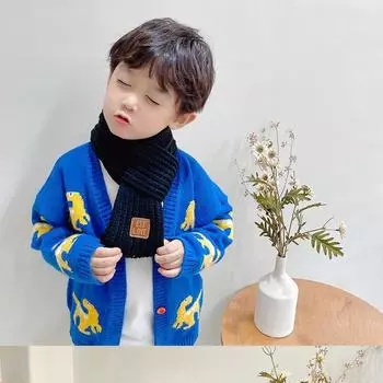 Autumn and winter children s scarves to keep warm boys and girls thickened small scarves baby knitted scarves children s scarves зелёный