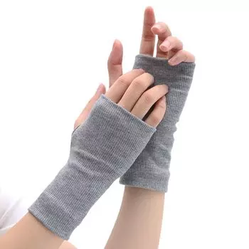 Autumn and Winter Cotton Half Finger Gloves for Women Heattech Scar Covering Tattoo Men Playing Games Half Finger Exposed Student Writing Dark gray All yards