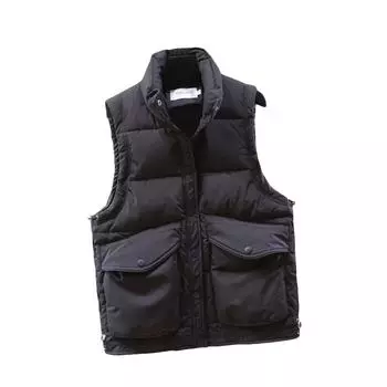 Autumn and winter cotton vest women s new stand-up collar drawstring large pocket short thermal jacket cotton vest spot L чёрный