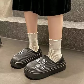 Autumn and winter couples waterproof thick soft-soled cotton slippers women s bags and confinement shoes warm indoor home home outdoor wear men 36