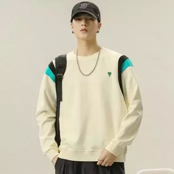 Осенне-зимний свитер с круглым вырезом, мужской свободный корейский вариант тренда, контрастные цвета, мужская повседневная куртка с длинными рукавами, прилив M зелёный