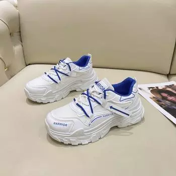 Autumn and winter dad shoes new thick-soled student mesh casual shoes muffin bottom heightening lace-up running sneakers 35