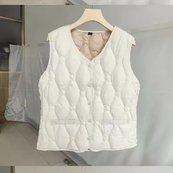 Autumn and Winter Design Sense Literary Women s Stand-up Collar Short Diamond-shaped Vest Outer Wear Vest Jacket XXXXXL