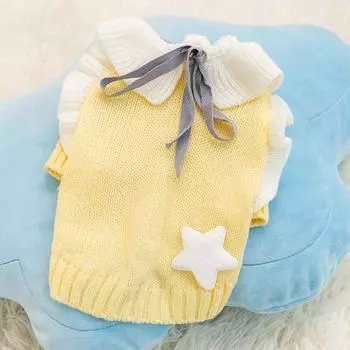Autumn and winter dog princess wind medium and small dog puppy kitten warm sweater cat knitted sweater pet dog clothes M (recommended weight 5-4 kg)